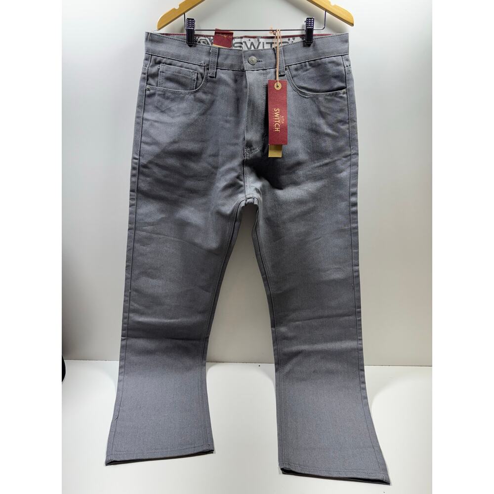 Switch Y2K Men’s Streetwear Jeans Gray 34X32 Grunge New Hip Hop Straight Fit